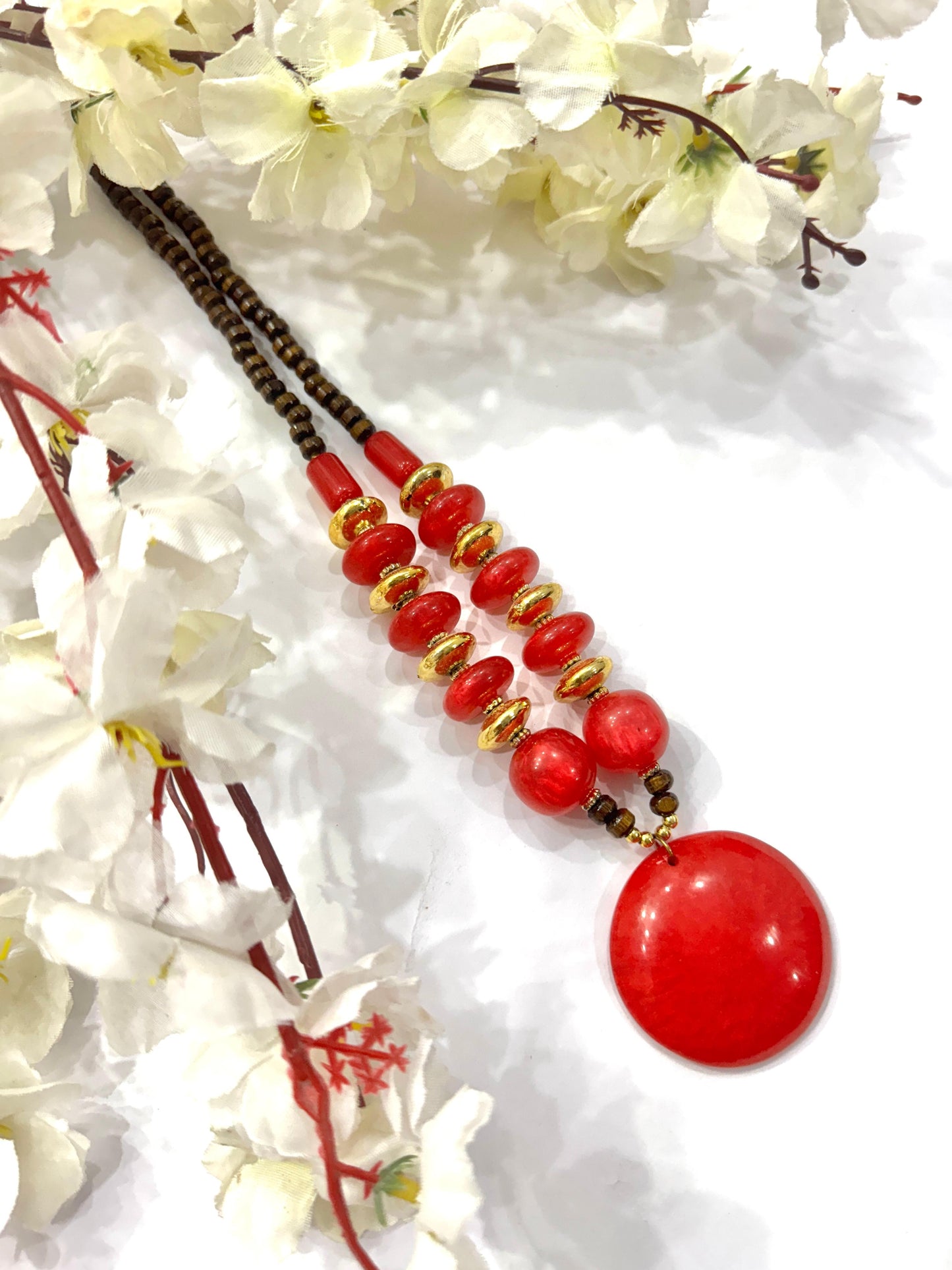 Red Chemical Beads Necklace