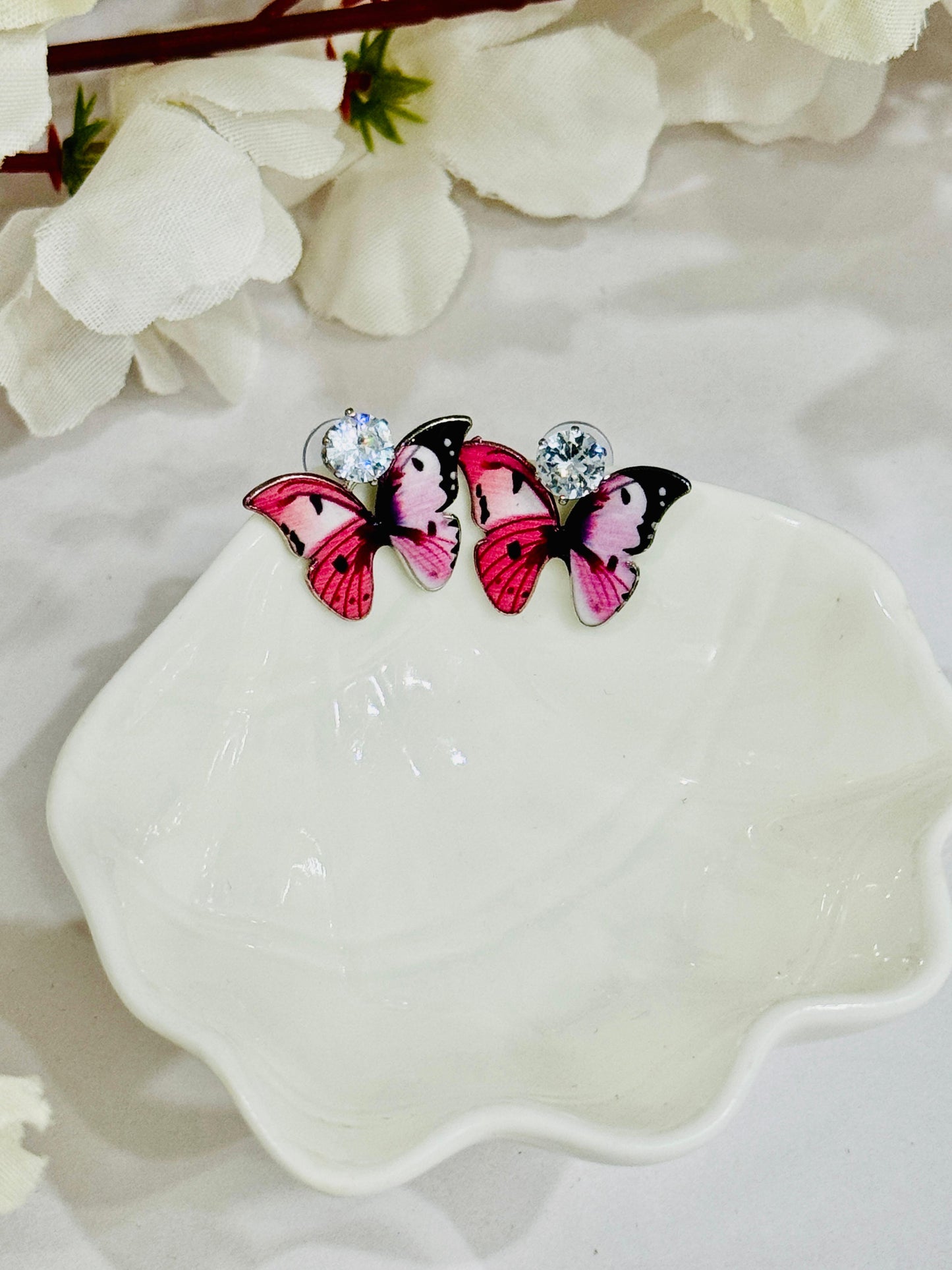 Red & Pink Butterfly Earrings