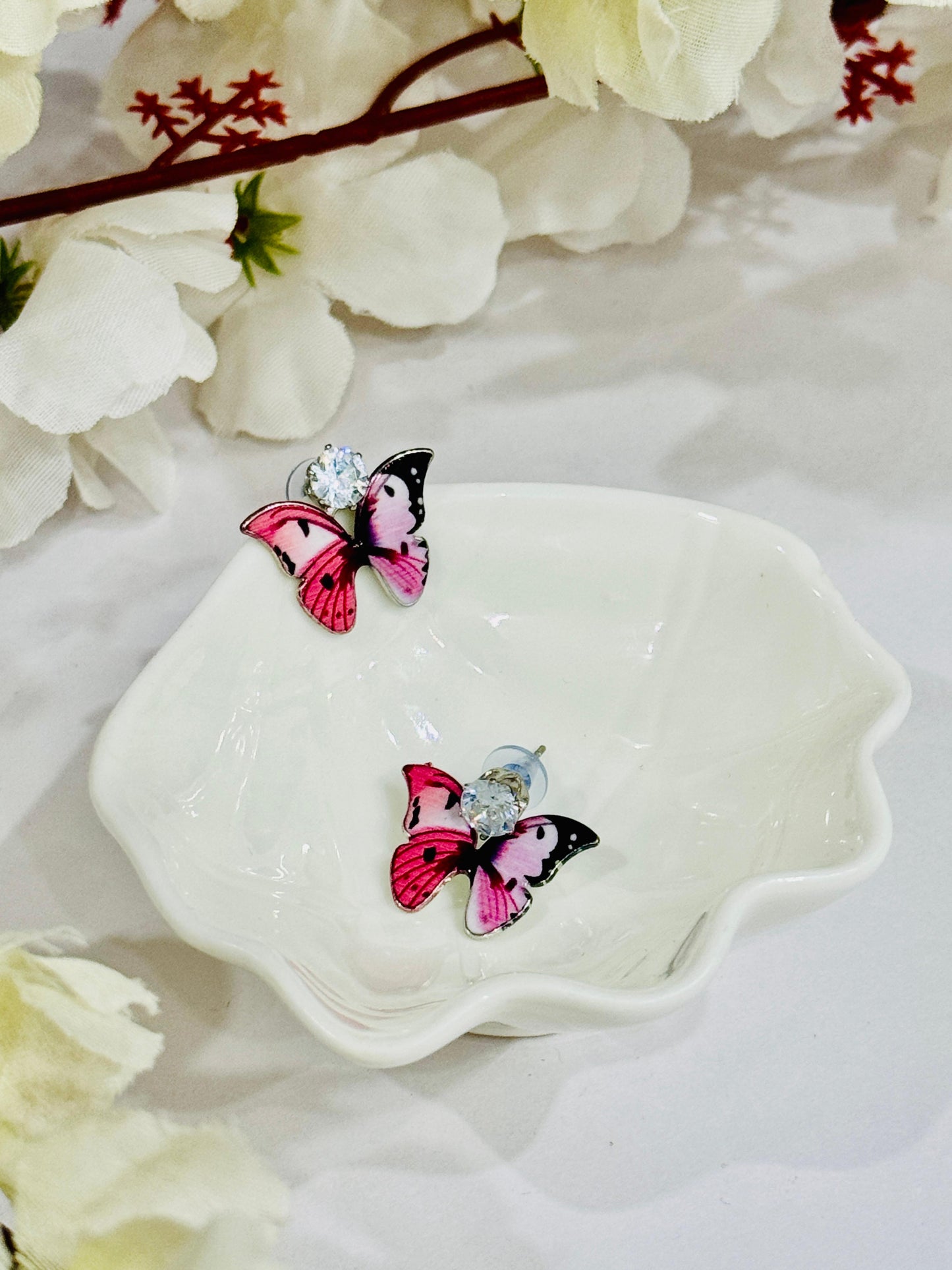 Red & Pink Butterfly Earrings