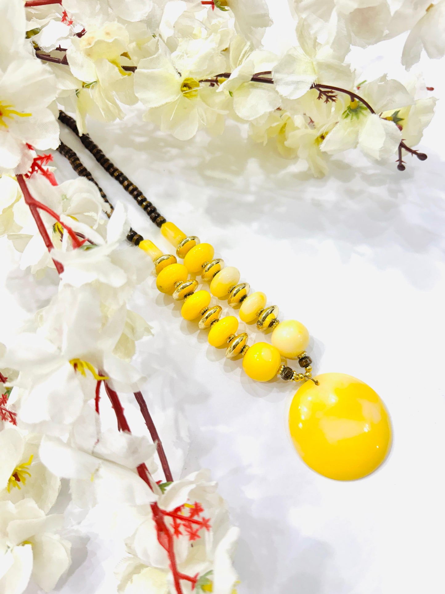 Yellow Chemical Beads Necklace