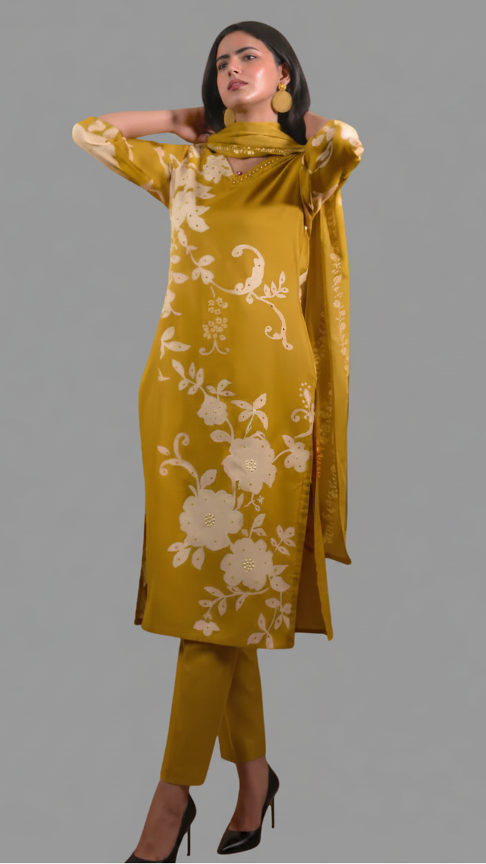 Elegant Mustard Yellow Straight Suit