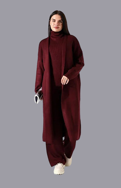 Hight Neck/Polo Neck 3 Piece Woolen Coord Set(Suitable For L-XXL)