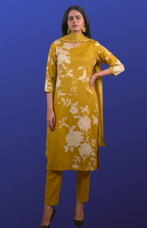Elegant Mustard Yellow Straight Suit