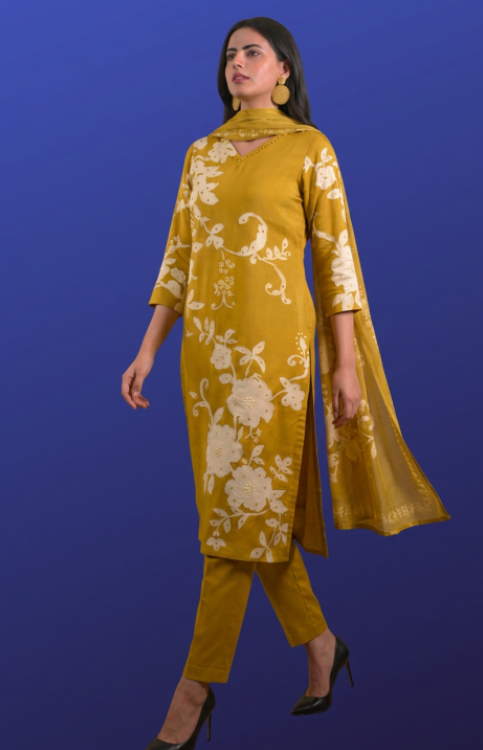 Elegant Mustard Yellow Straight Suit