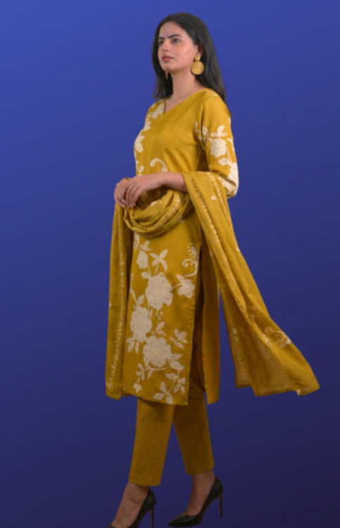 Elegant Mustard Yellow Straight Suit