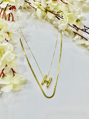 Letter H  Double Layer Necklace