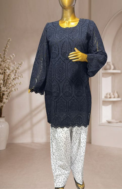 Black Hakoba Kurta with Printed White Farshi