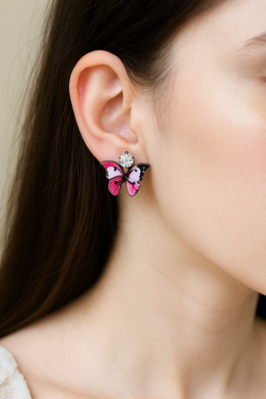 Red & Pink Butterfly Earrings