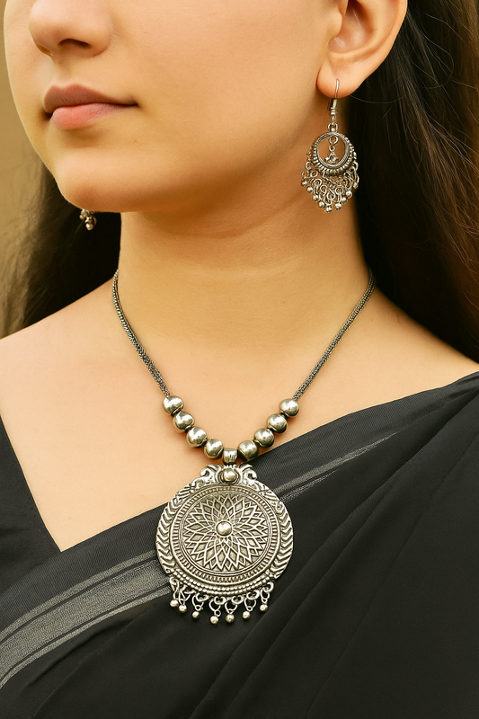 Sun Statement Oxidized Necklace Set
