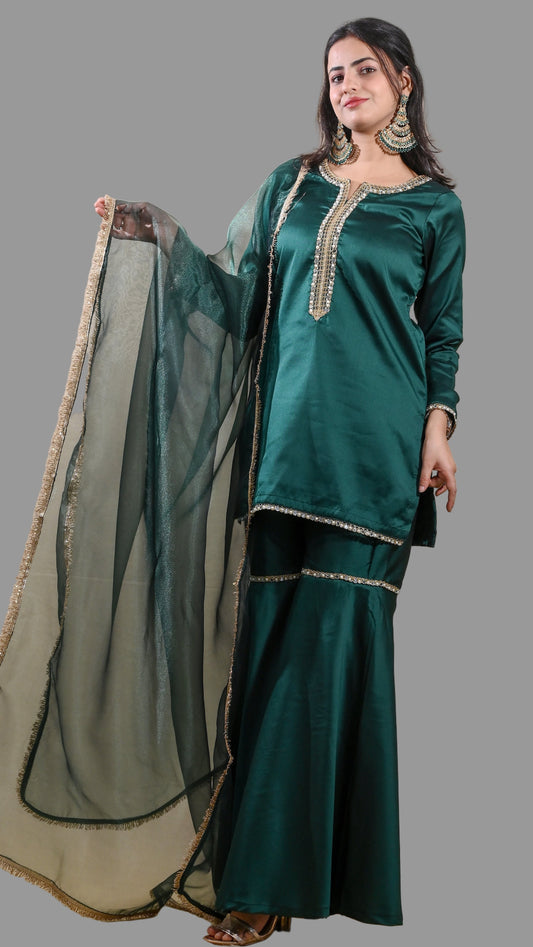 Royal Green Gharara Set