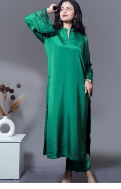 Elegant 3 Piece Green Kurta Dupatta Set