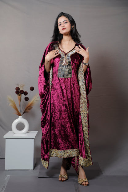 Winter Vibes Kaftan Set - Wine