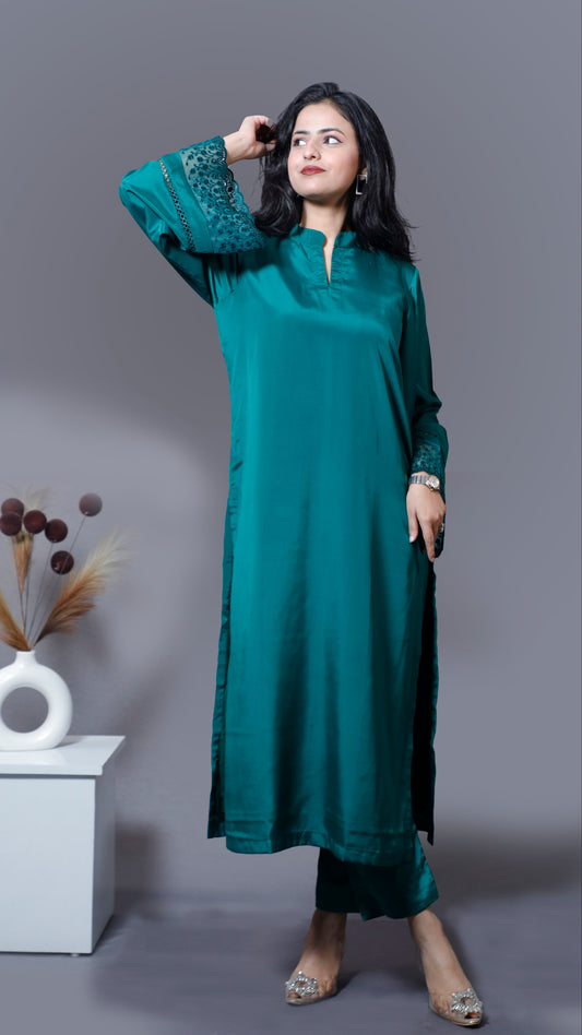 Elegant 3 Piece Green Kurta Dupatta Set