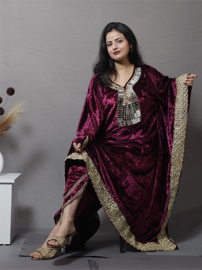 Winter Vibes Kaftan Set - Wine