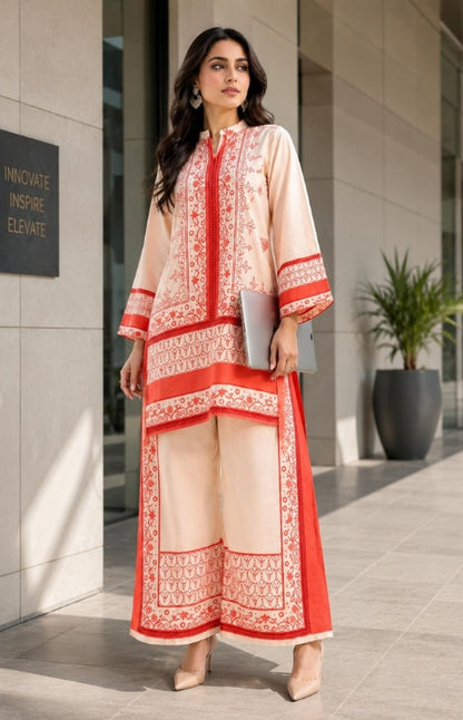 Orange Print Turkish Co-ord Set