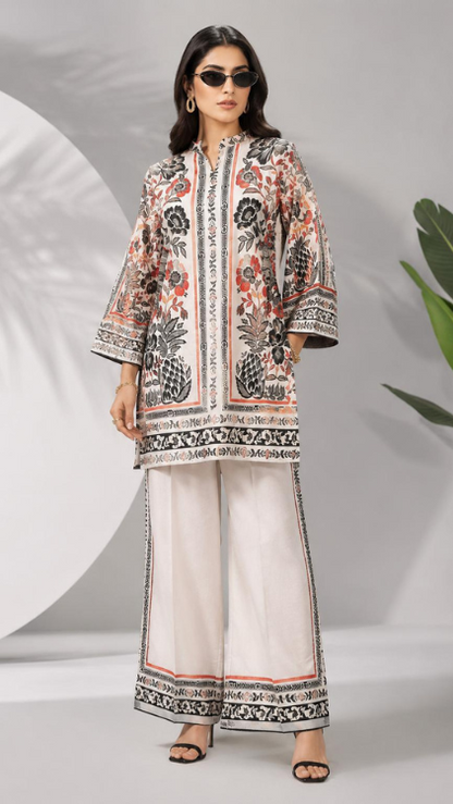 Orange/Black Print Turkish Co-ord Set