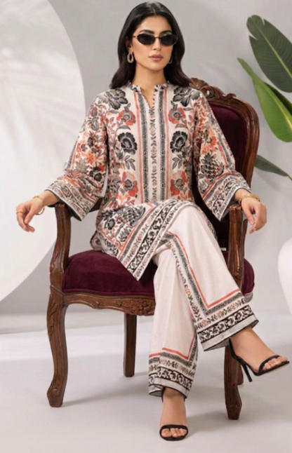 Orange/Black Print Turkish Co-ord Set