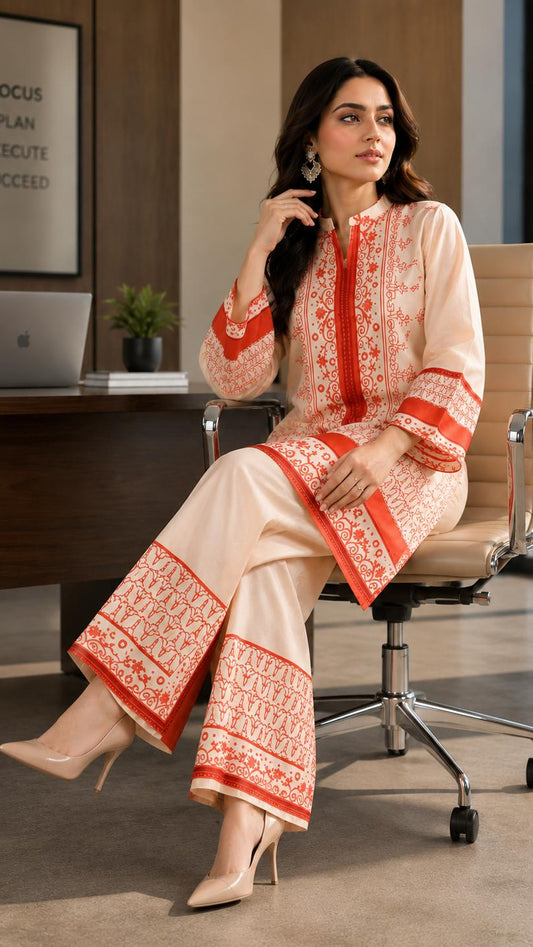 Orange Print Turkish Co-ord Set