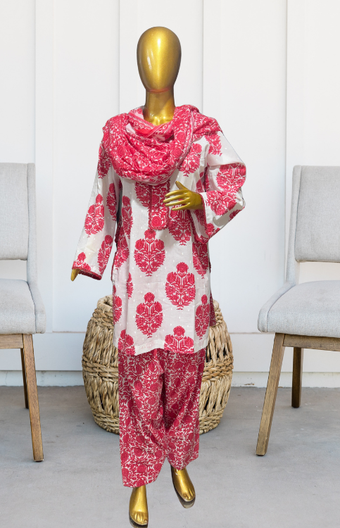 Rosewood Bloom Cotton Farshi Salwar Suit Set