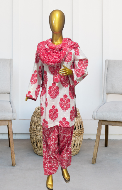 Rosewood Bloom Cotton Farshi Salwar Suit Set