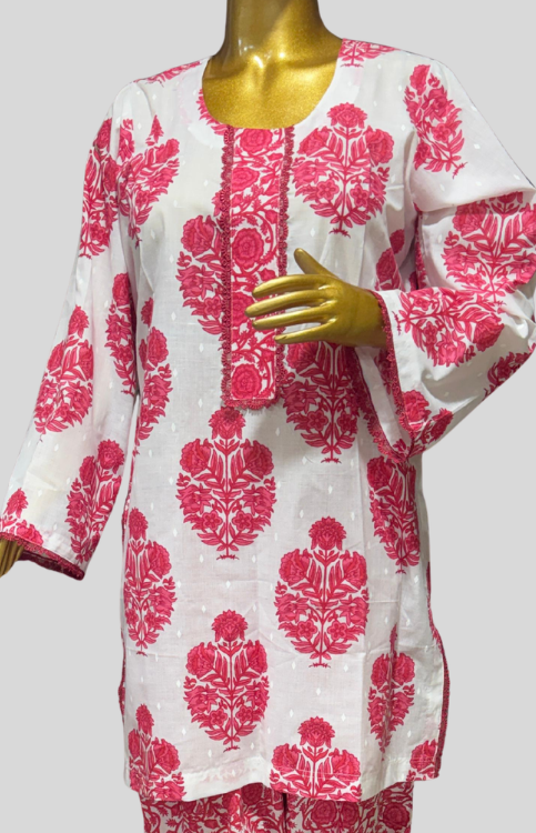 Rosewood Bloom Cotton Farshi Salwar Suit Set
