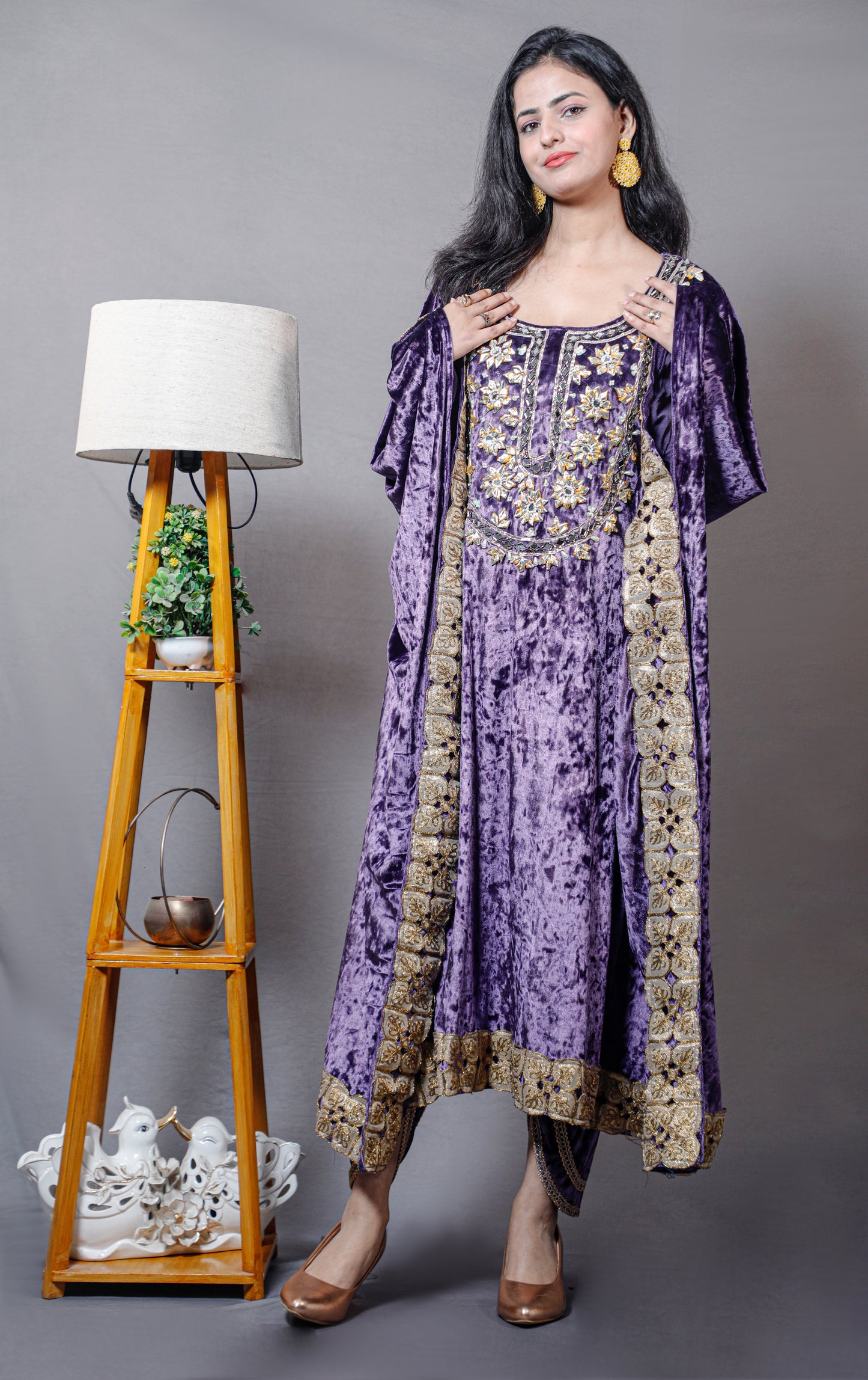 Icey Purple Velvet Kaftan