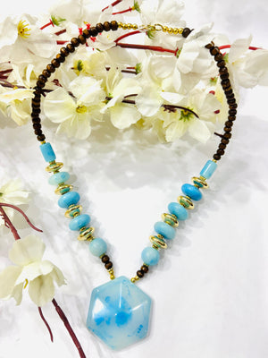 Sky Blue Chemical Beads Necklace