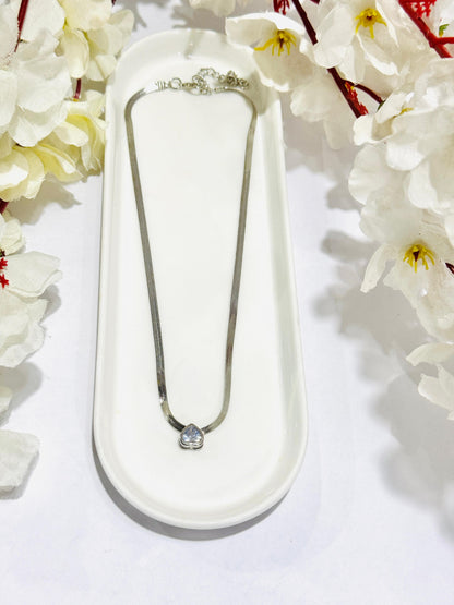 Stainless Steel Zircon Heart Pendant Necklace