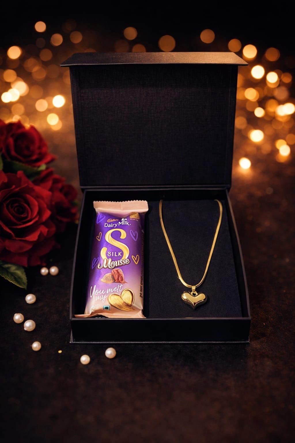 Korean Heart Pendant With Chocolate | Valentines Day Gift For Her