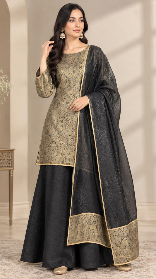 The Royal Kimkhaab - Black & Gold Sharara Set