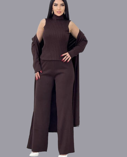 Hight Neck/Polo Neck 3 Piece Woolen Coord Set(Suitable For L-XXL)