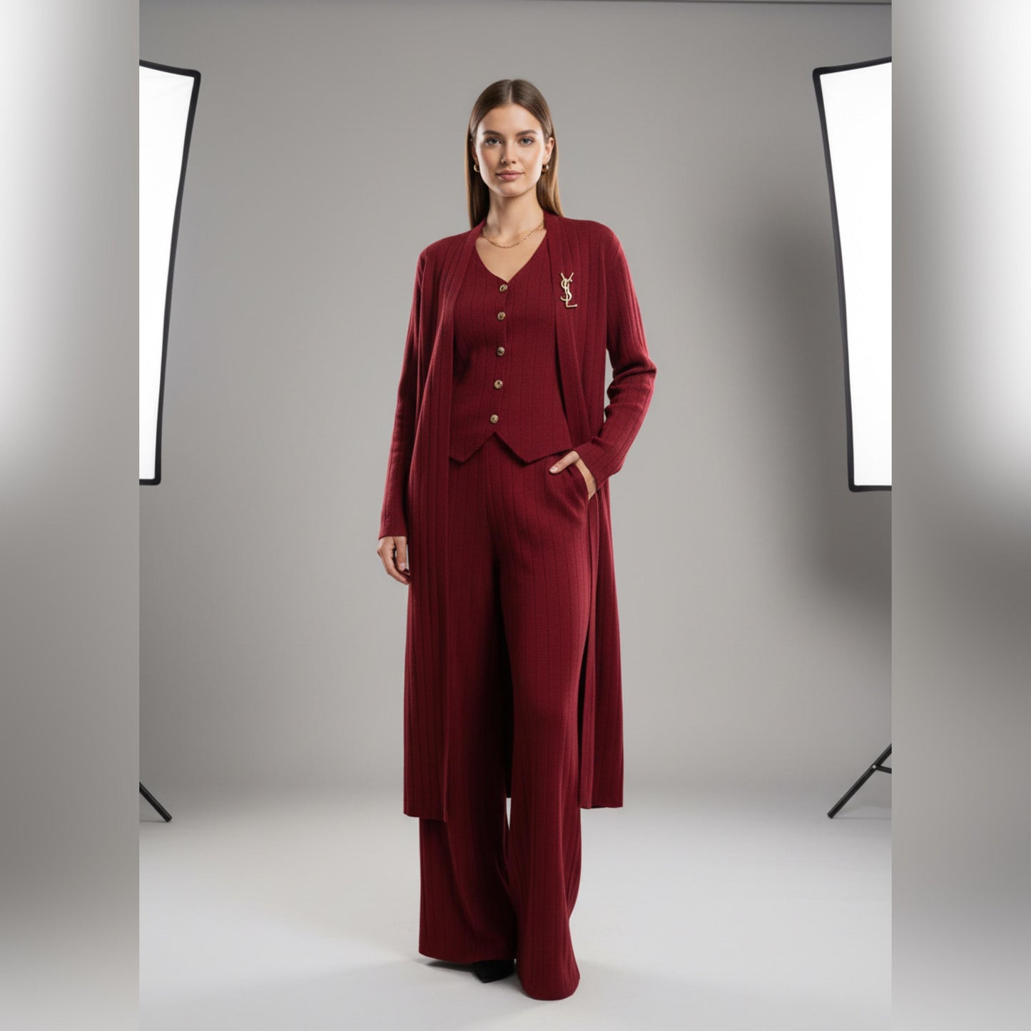 Premium 3Pcs Woolen Coord Set(Suitable For L-XXL)