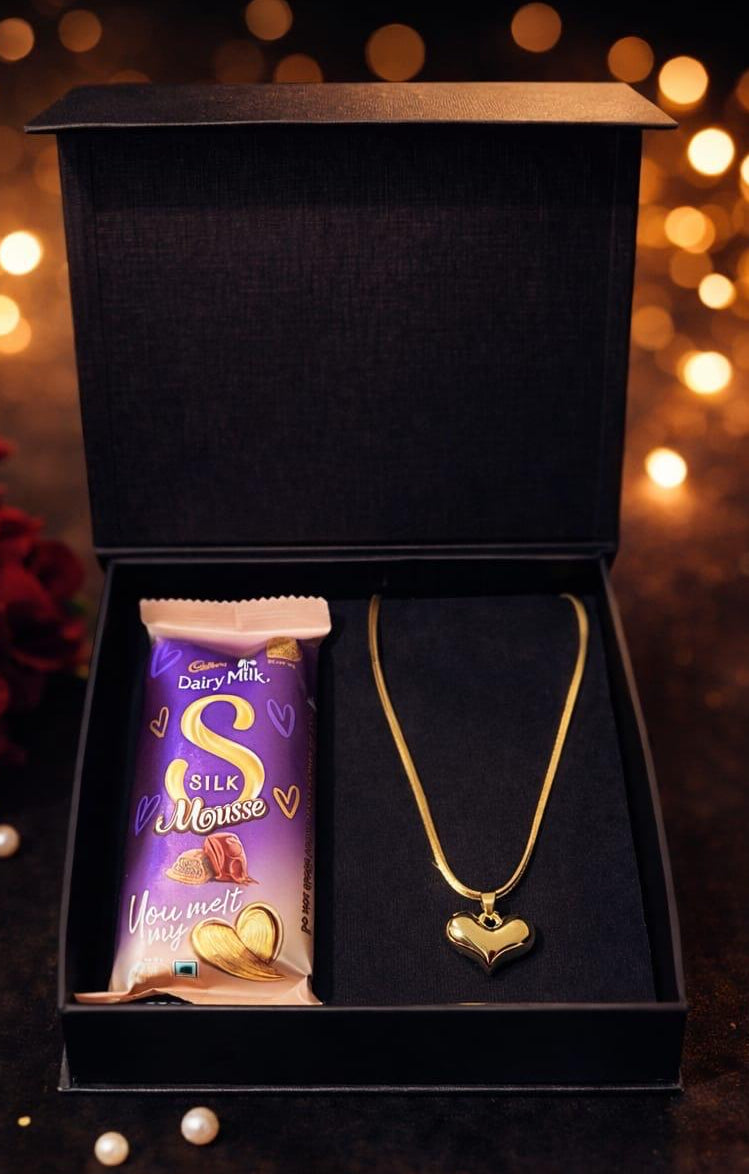 Korean Heart Pendant With Chocolate | Valentines Day Gift For Her