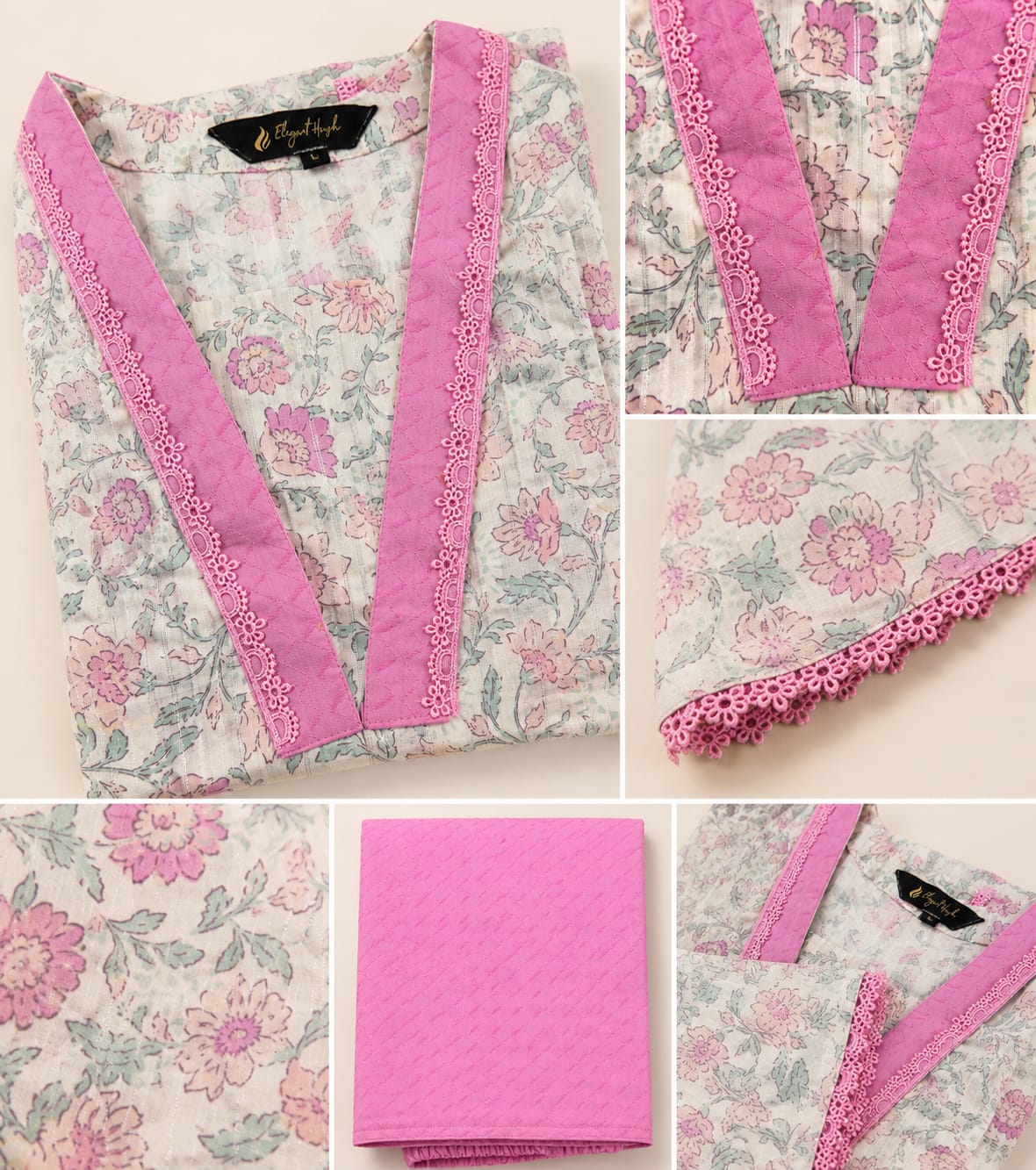 Pink Printed Cotton Kurta With Farshi Salwar