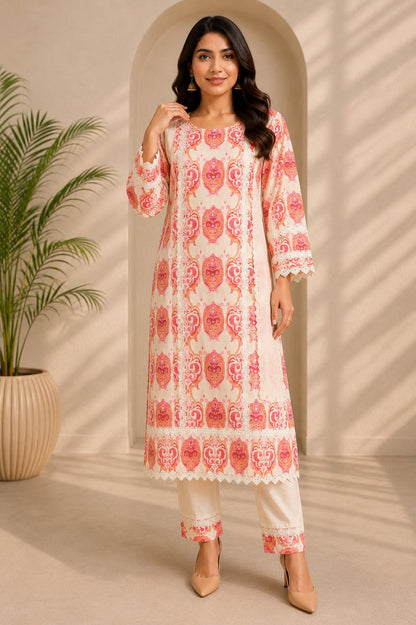 Pure Camric Cotton Printed Kurta Set