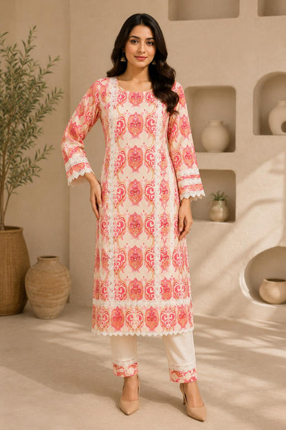 Pure Camric Cotton Printed Kurta Set