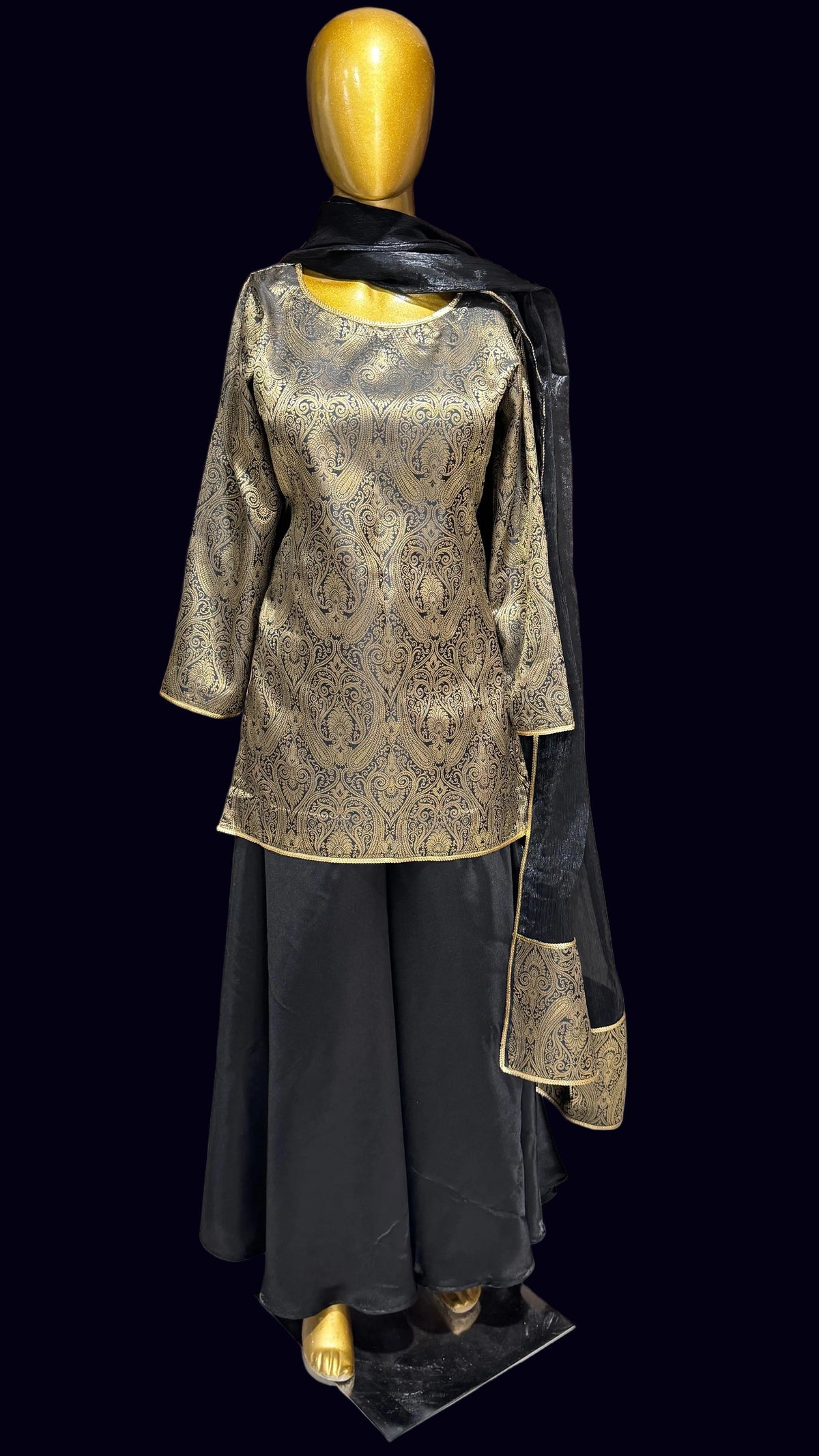 The Royal Kimkhaab - Black & Gold Sharara Set