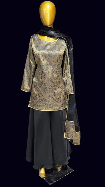 The Royal Kimkhaab - Black & Gold Sharara Set