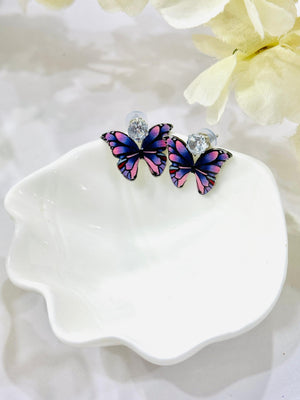 Black & Pink Butterfly Earrings