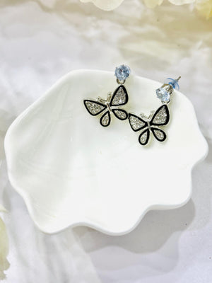 Black Dazzling Stone Butterfly Earrings