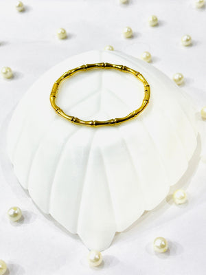 Stainless Steel Gold Plated Openable Bamboo Bracelet