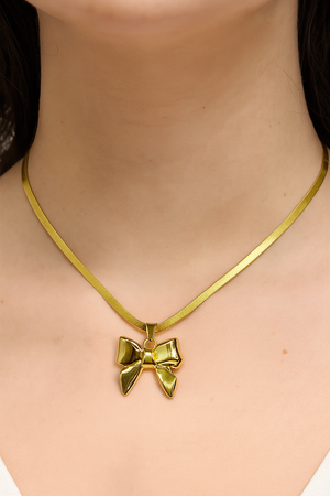 Golden Bow Pendant Necklace