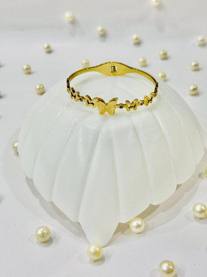 Stainless Steel Gold Plated Butterflies Bracelet