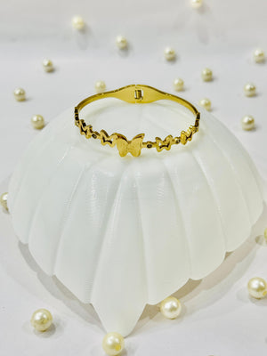 Stainless Steel Gold Plated Butterflies Bracelet