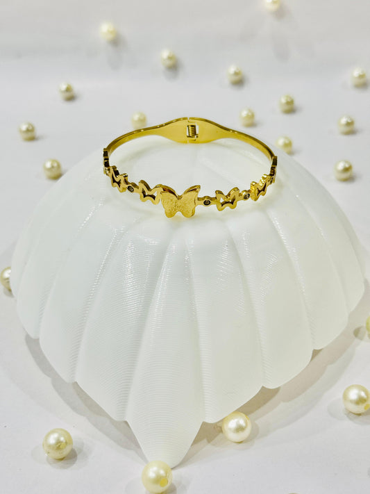 Stainless Steel Gold Plated Butterflies Bracelet