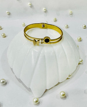 Black Circle Statement Roman Numeral Butterfly Bracelet