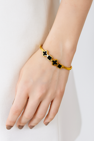 Stainless Steel Gold Plated Clover Bracelet