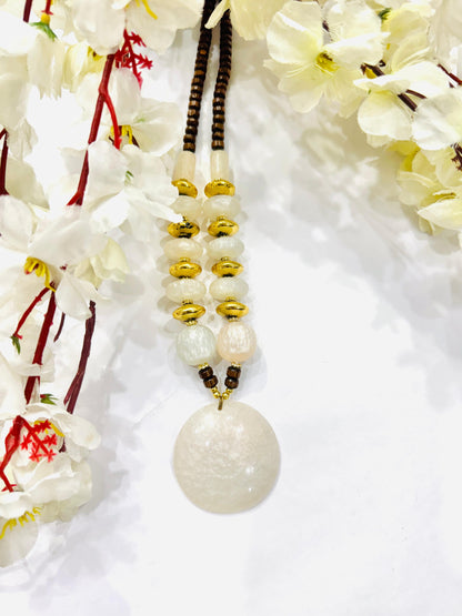 Off White Chemical Beads Necklace