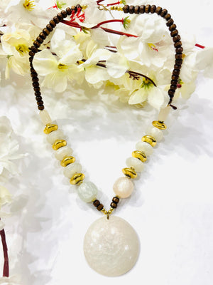 Off White Chemical Beads Necklace