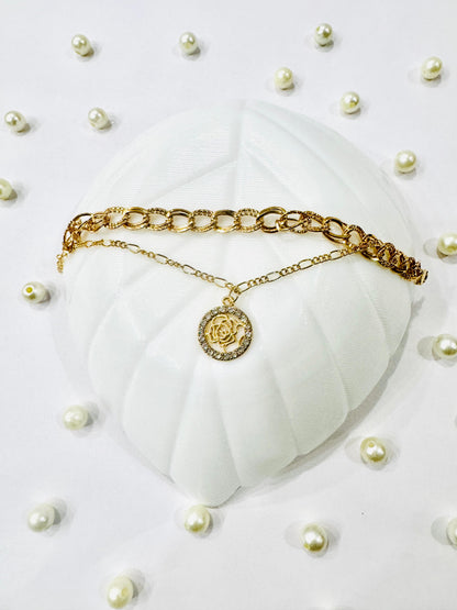 Gold Plated Dual Chain Charm Bracelet